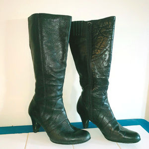 LOFT Black Leather High Boots with 1 1/2 inch heel